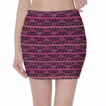 Pink African Ethnic Pattern Print Pencil Mini Skirt