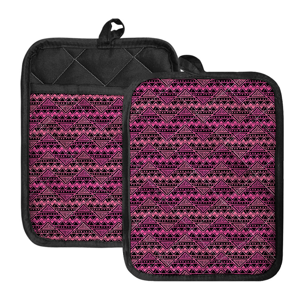 Pink African Ethnic Pattern Print Pot Holders With Pocket
