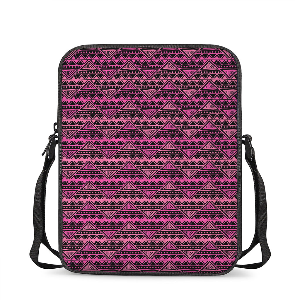 Pink African Ethnic Pattern Print Rectangular Crossbody Bag