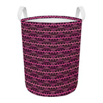 Pink African Ethnic Pattern Print Round Laundry Basket