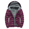 Pink African Ethnic Pattern Print Sherpa Lined Zip Up Hoodie