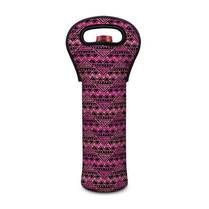 Pink African Ethnic Pattern Print Single Neoprene Wine Tote