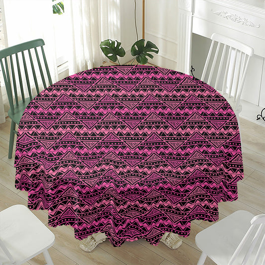 Pink African Ethnic Pattern Print Waterproof Round Tablecloth
