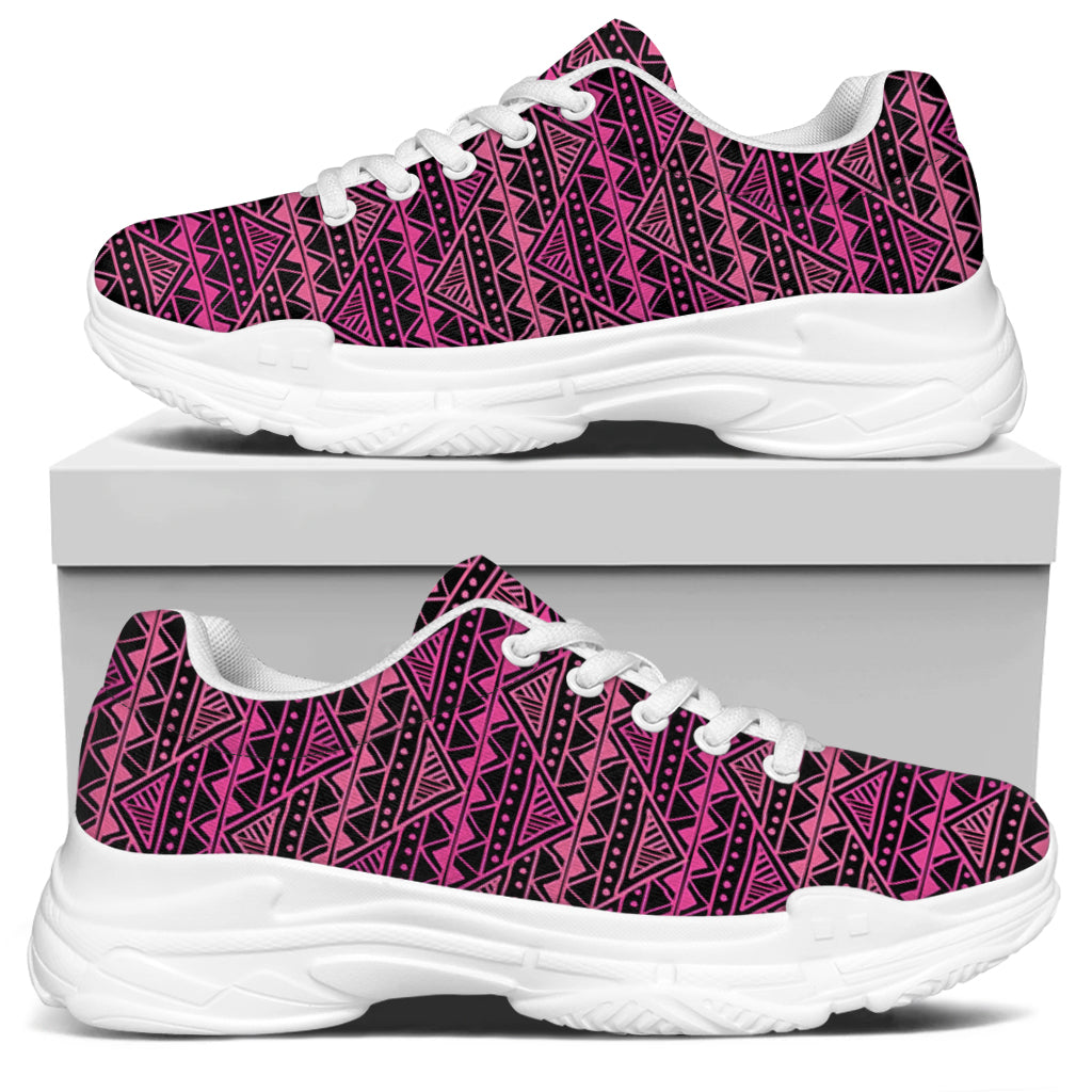 Pink African Ethnic Pattern Print White Chunky Shoes