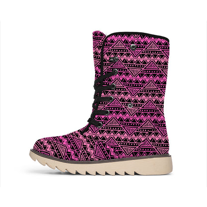 Pink African Ethnic Pattern Print Winter Boots
