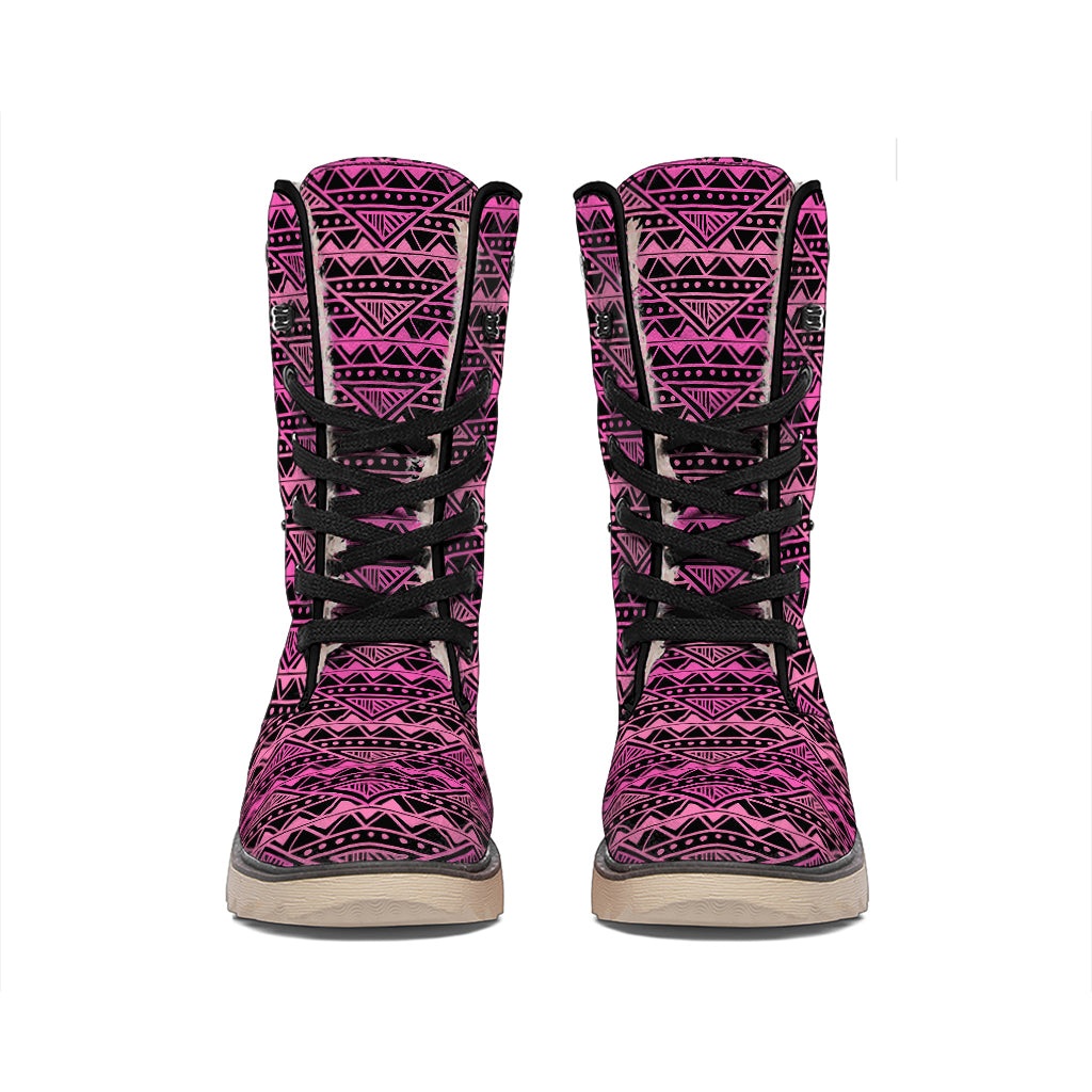 Pink African Ethnic Pattern Print Winter Boots