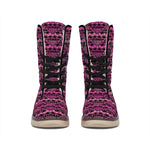 Pink African Ethnic Pattern Print Winter Boots