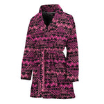 Pink African Ethnic Pattern Print Women's Bathrobe