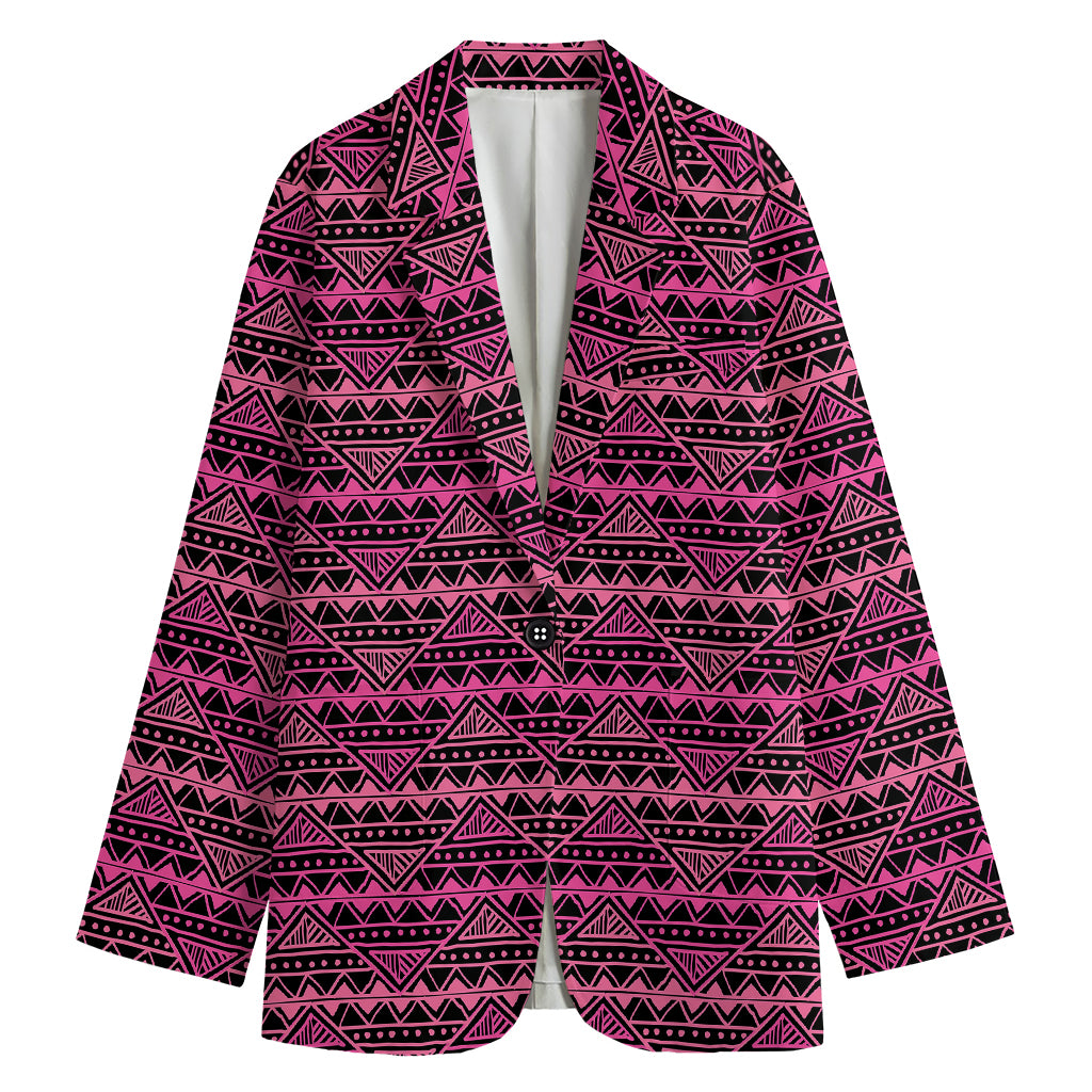 Pink African Ethnic Pattern Print Women's Cotton Blazer