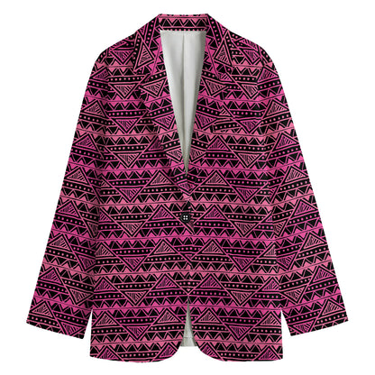 Pink African Ethnic Pattern Print Women's Cotton Blazer