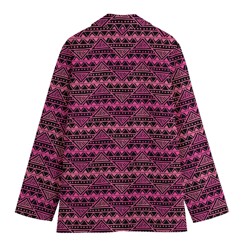 Pink African Ethnic Pattern Print Women's Cotton Blazer