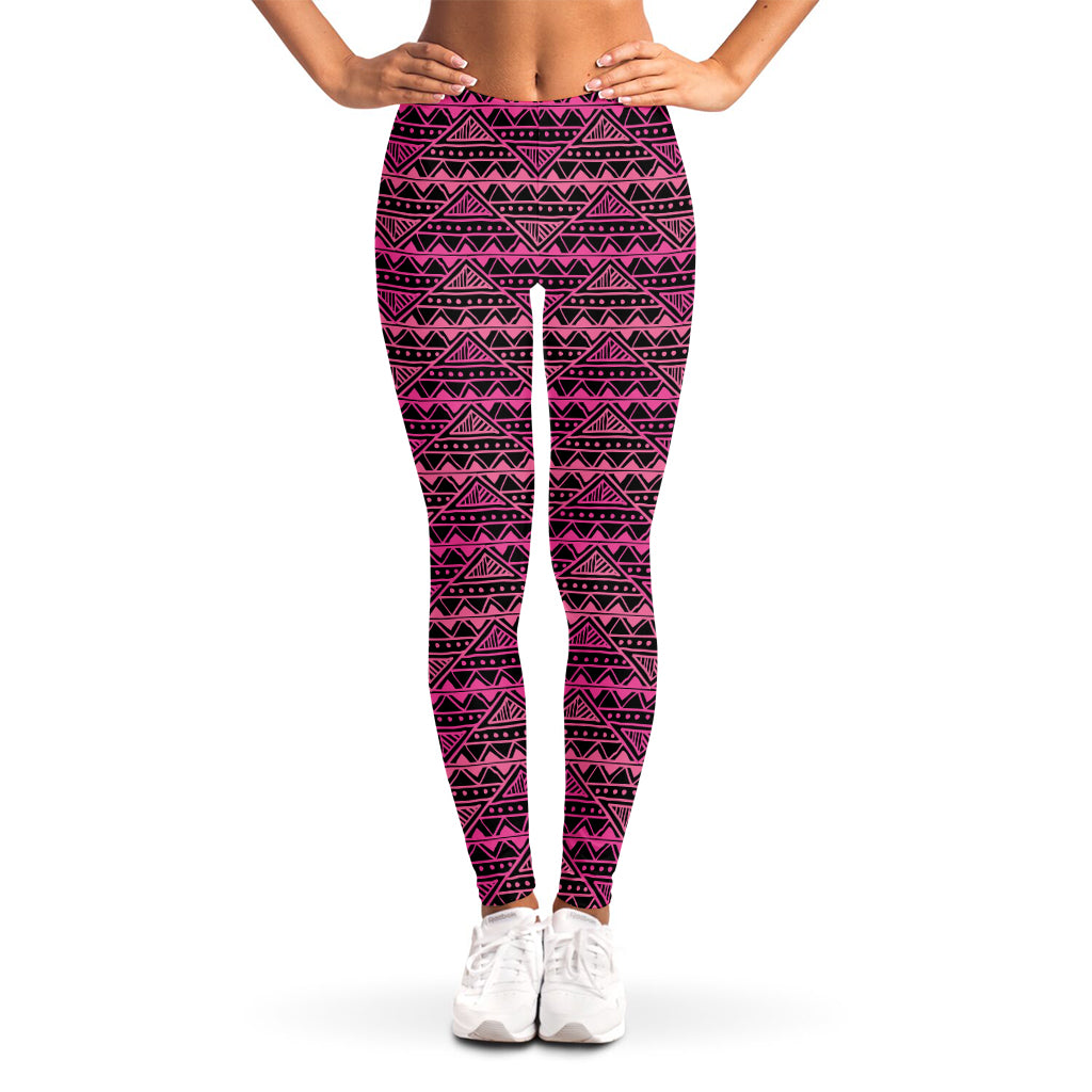 Pink African Ethnic Pattern Print Women's Leggings