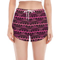 Pink African Ethnic Pattern Print Women's Split Running Shorts