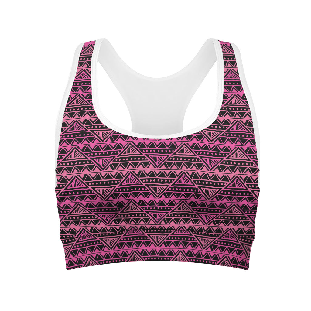Pink African Ethnic Pattern Print Women's Sports Bra