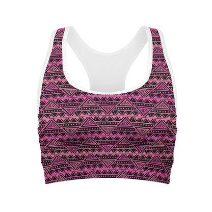 Pink African Ethnic Pattern Print Women's Sports Bra