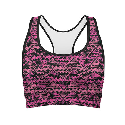 Pink African Ethnic Pattern Print Women's Sports Bra