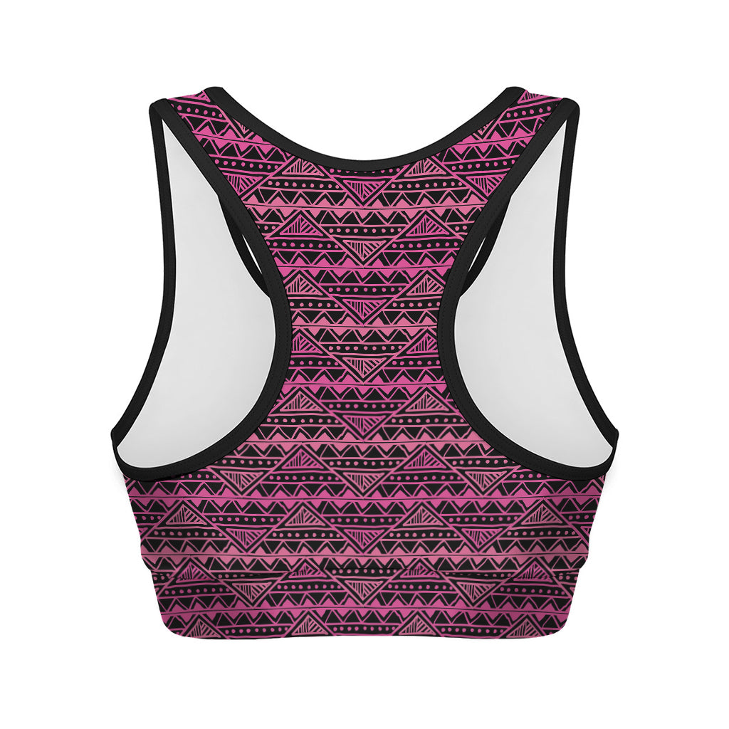 Pink African Ethnic Pattern Print Women's Sports Bra