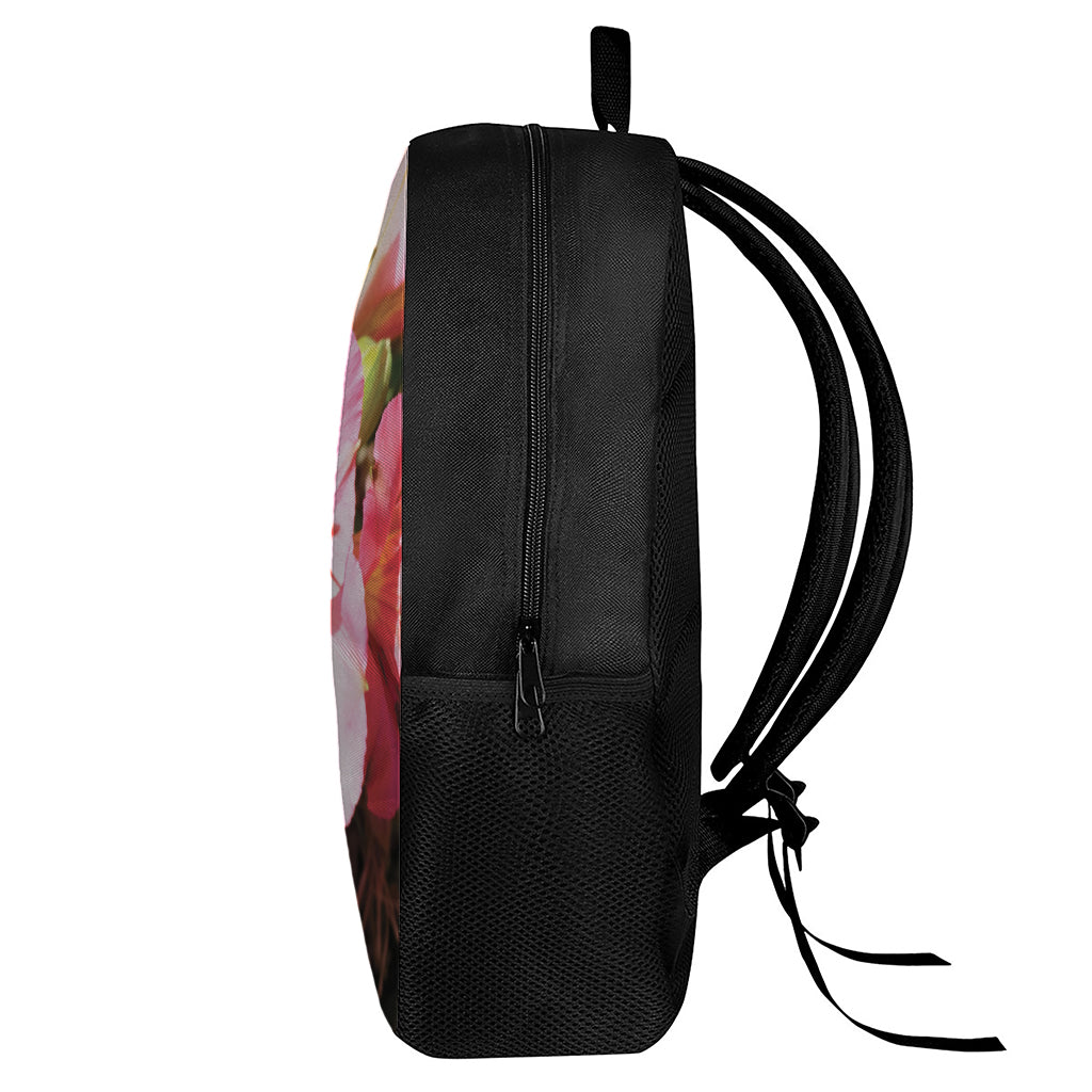 Pink Alstroemeria Print 17 Inch Backpack