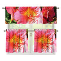 Pink Alstroemeria Print 3 Piece Kitchen Curtains