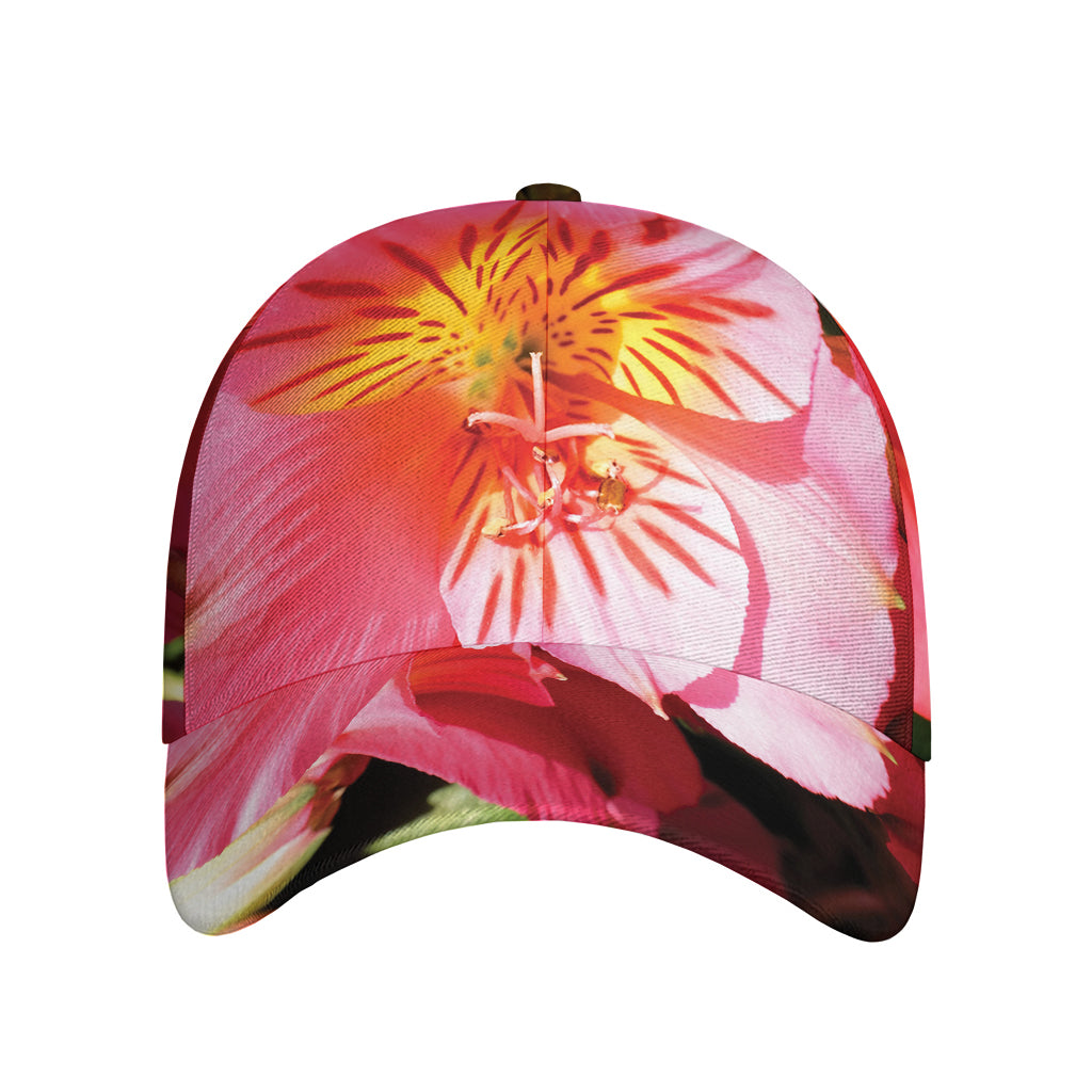 Pink Alstroemeria Print Baseball Cap