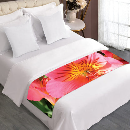 Pink Alstroemeria Print Bed Runner