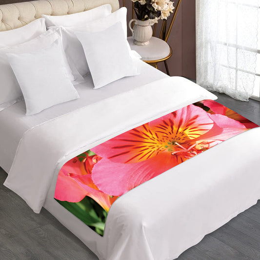 Pink Alstroemeria Print Bed Runner