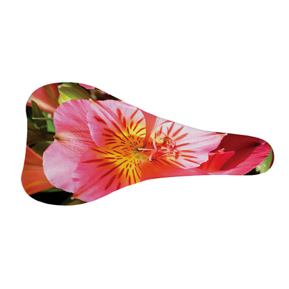 Pink Alstroemeria Print Bicycle Seat Cover