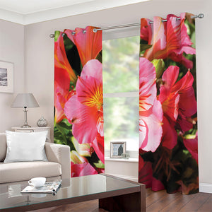 Pink Alstroemeria Print Blackout Grommet Curtains