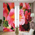 Pink Alstroemeria Print Dimout Pencil Pleat Curtains