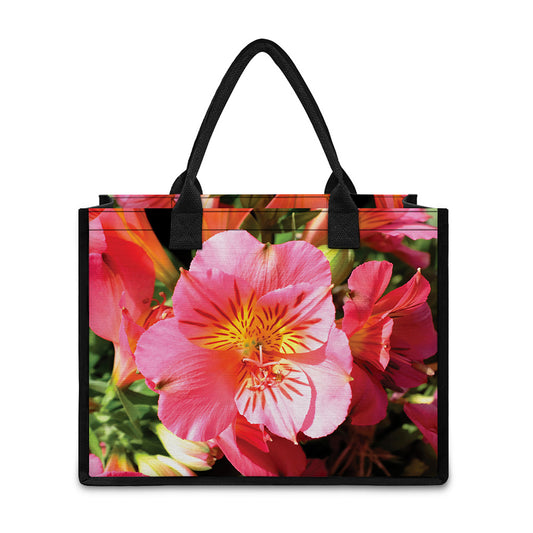 Pink Alstroemeria Print Canvas Tote Bag