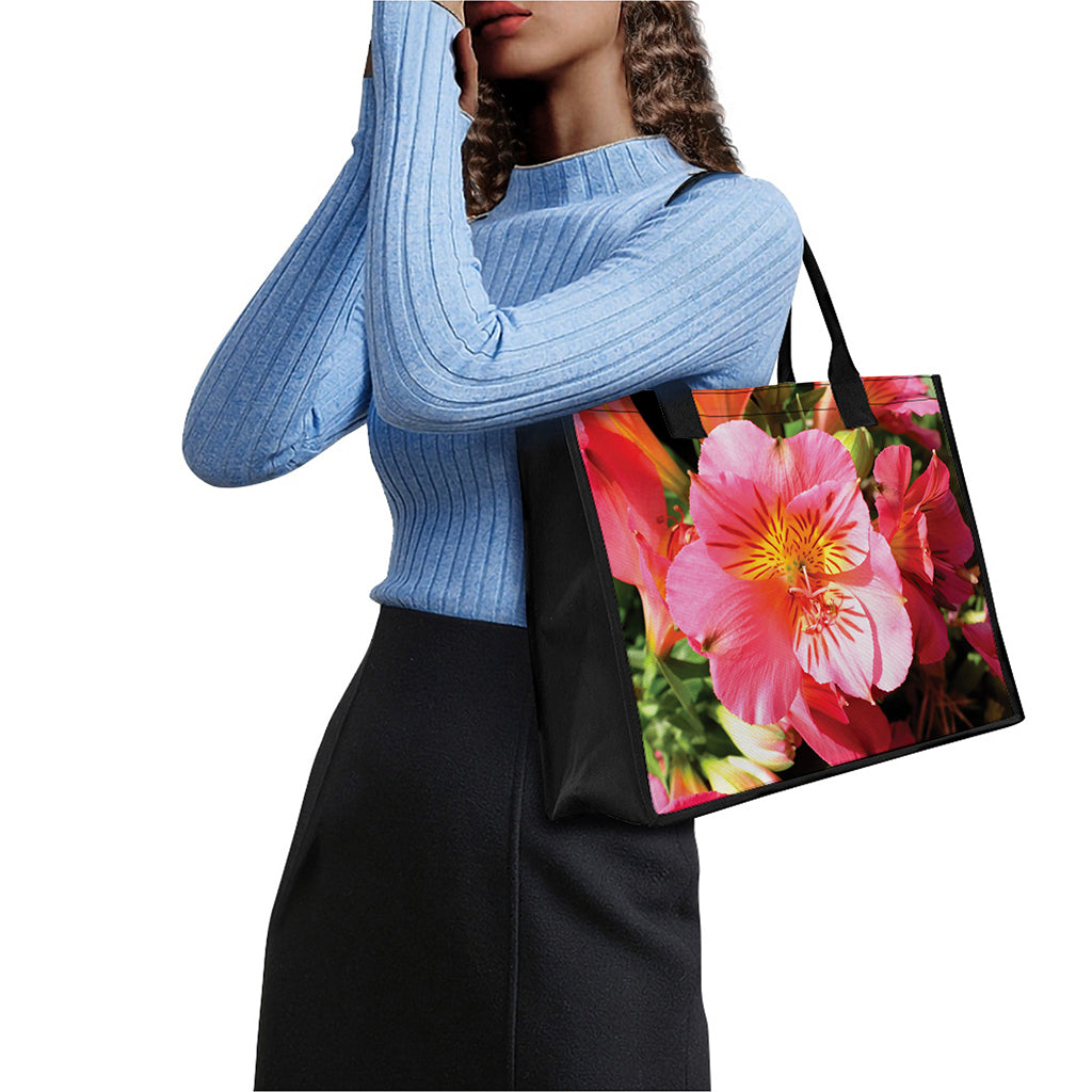 Pink Alstroemeria Print Canvas Tote Bag