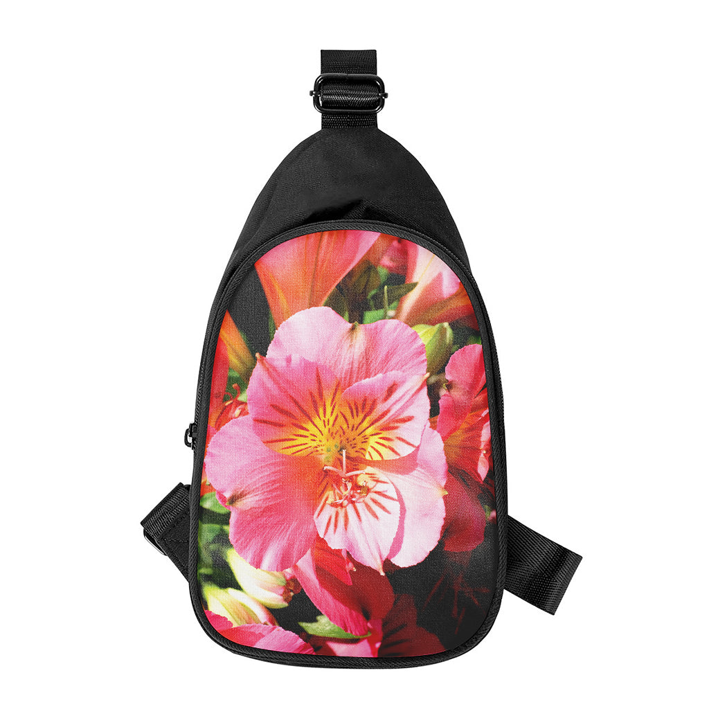 Pink Alstroemeria Print Chest Bag