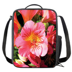 Pink Alstroemeria Print Crossbody Lunch Bag
