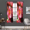 Pink Alstroemeria Print Grommet Curtain Panels