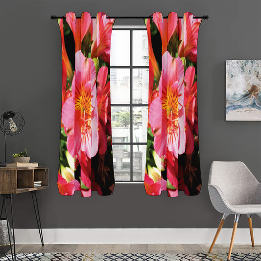 Pink Alstroemeria Print Curtain