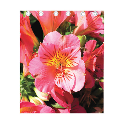 Pink Alstroemeria Print Curtain