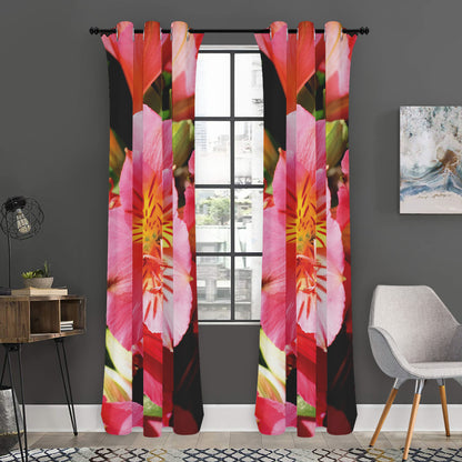 Pink Alstroemeria Print Curtain