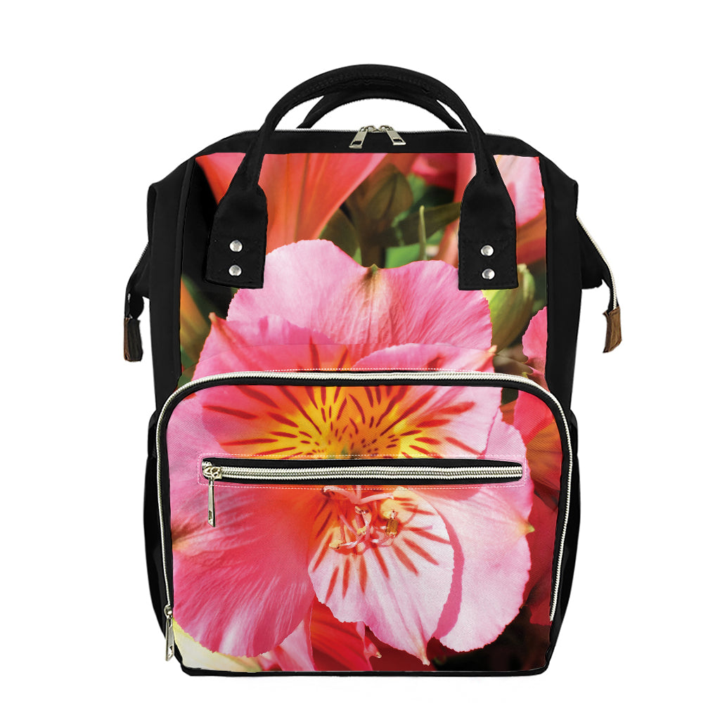 Pink Alstroemeria Print Diaper Bag