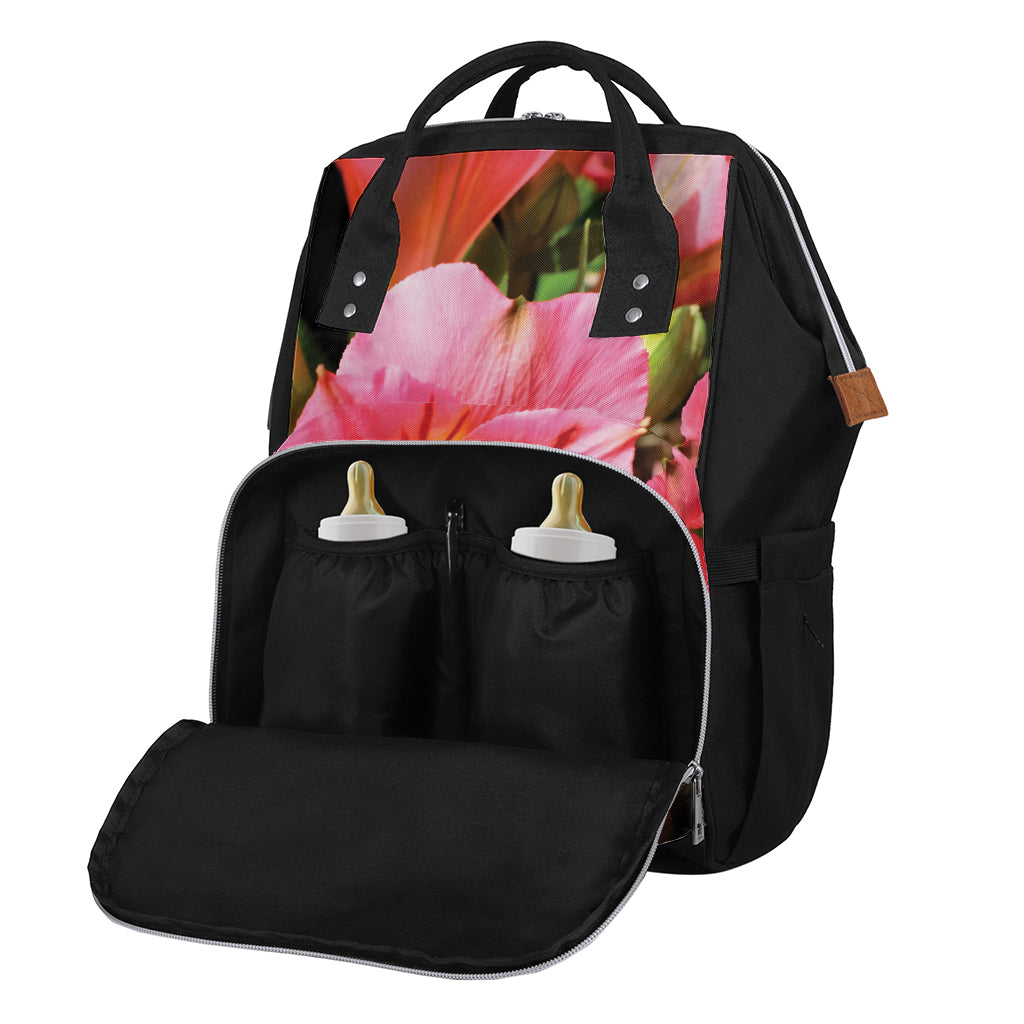 Pink Alstroemeria Print Diaper Bag