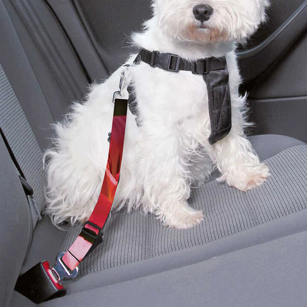 Pink Alstroemeria Print Dog Seat Belt