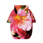 Pink Alstroemeria Print Dog Zip Up Hoodie