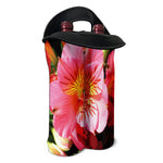 Pink Alstroemeria Print Double Neoprene Wine Tote