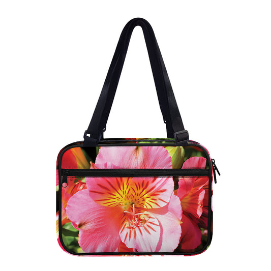 Pink Alstroemeria Print Double Strap Bible Bag