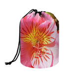 Pink Alstroemeria Print Drawstring Makeup Bag