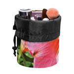 Pink Alstroemeria Print Drawstring Makeup Bag