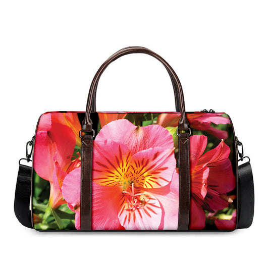 Pink Alstroemeria Print Duffle Bag