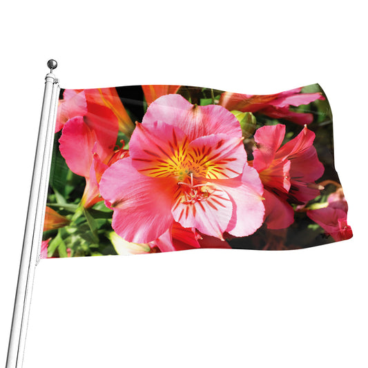 Pink Alstroemeria Print Flag