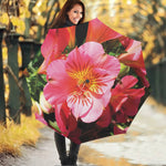 Pink Alstroemeria Print Foldable Umbrella