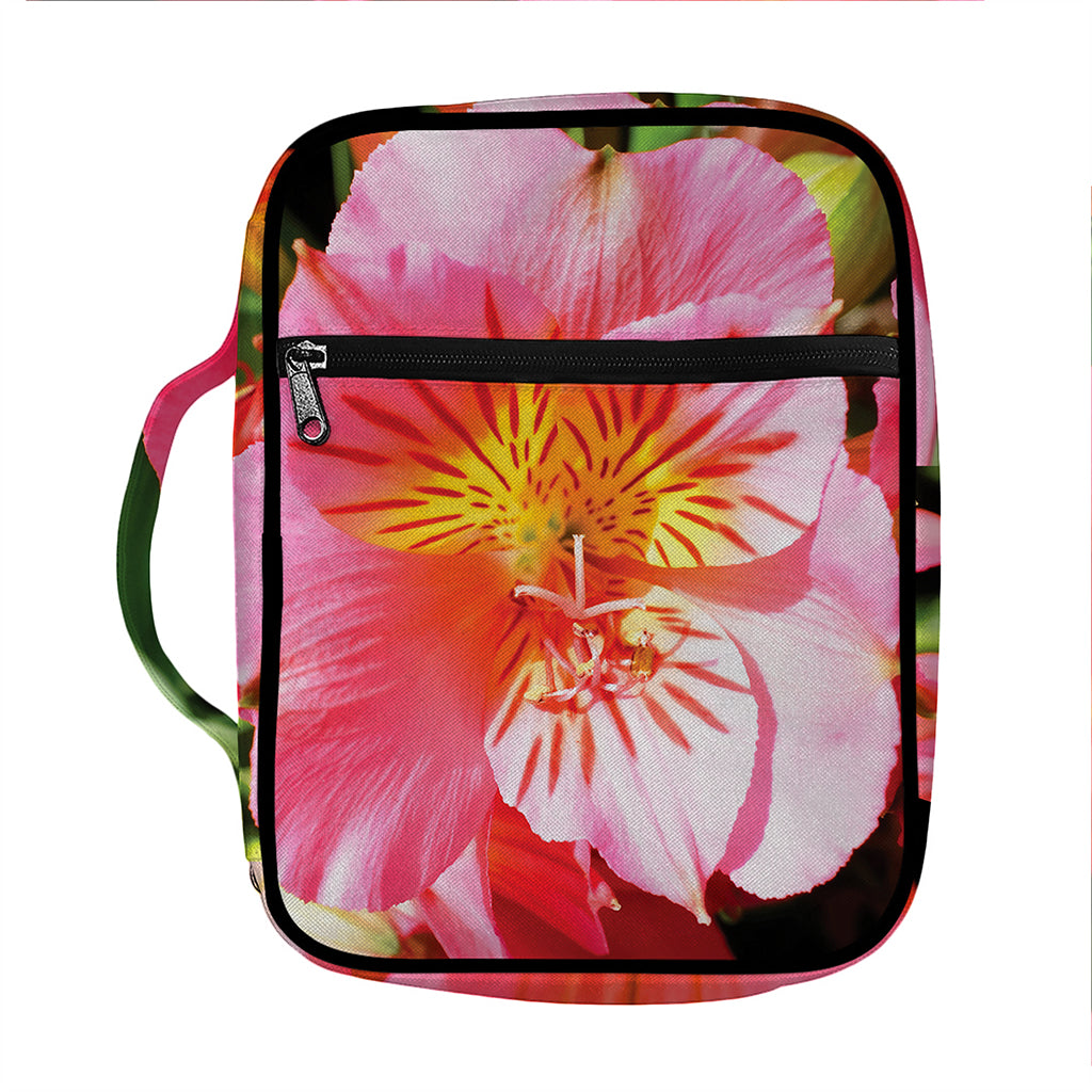 Pink Alstroemeria Print Front Pocket Bible Bag