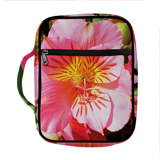 Pink Alstroemeria Print Front Pocket Bible Bag